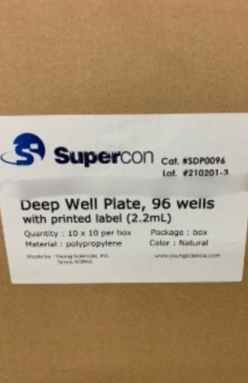 Supercon Deep Well Plates 2.2 mL, SDP0096, 20 Boxes per Pallet, 28 Pallets