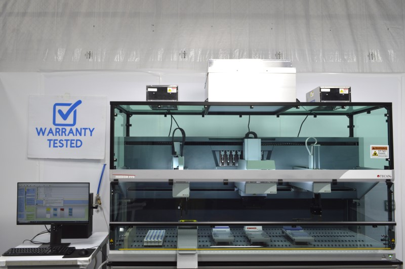 Tecan Freedom EVO-2 200 Liquid Handler w/ LiHa Span8, MCA-96, ROMA Gripper & HEPA/UV Enclosure