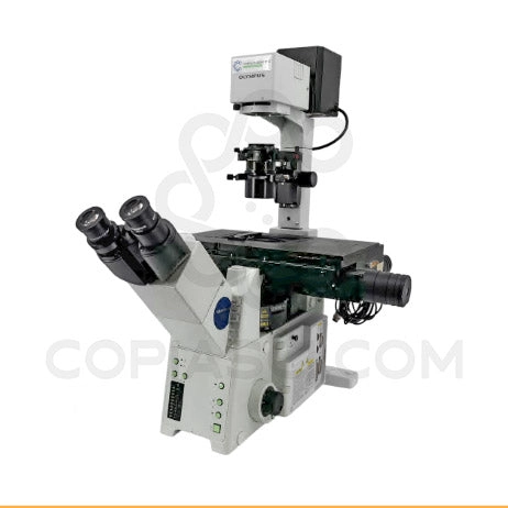 Olympus IX81 Inverted Phase Contrast Fluorescence Motorized Trinocular  Microscope