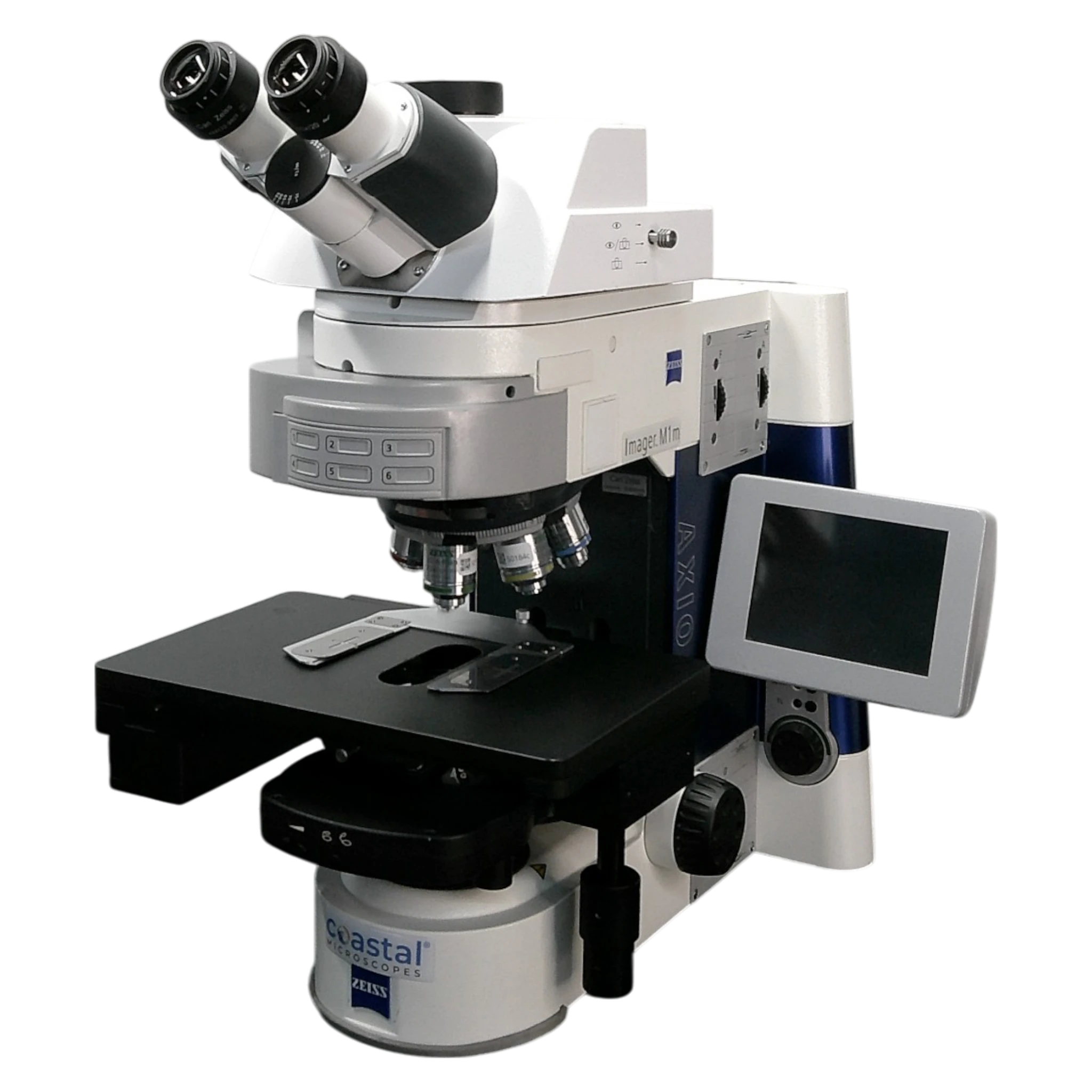 Zeiss Axio Imager M1m Upright Materials Darkfield Fluorescence Motorized Trinocular Microscope.