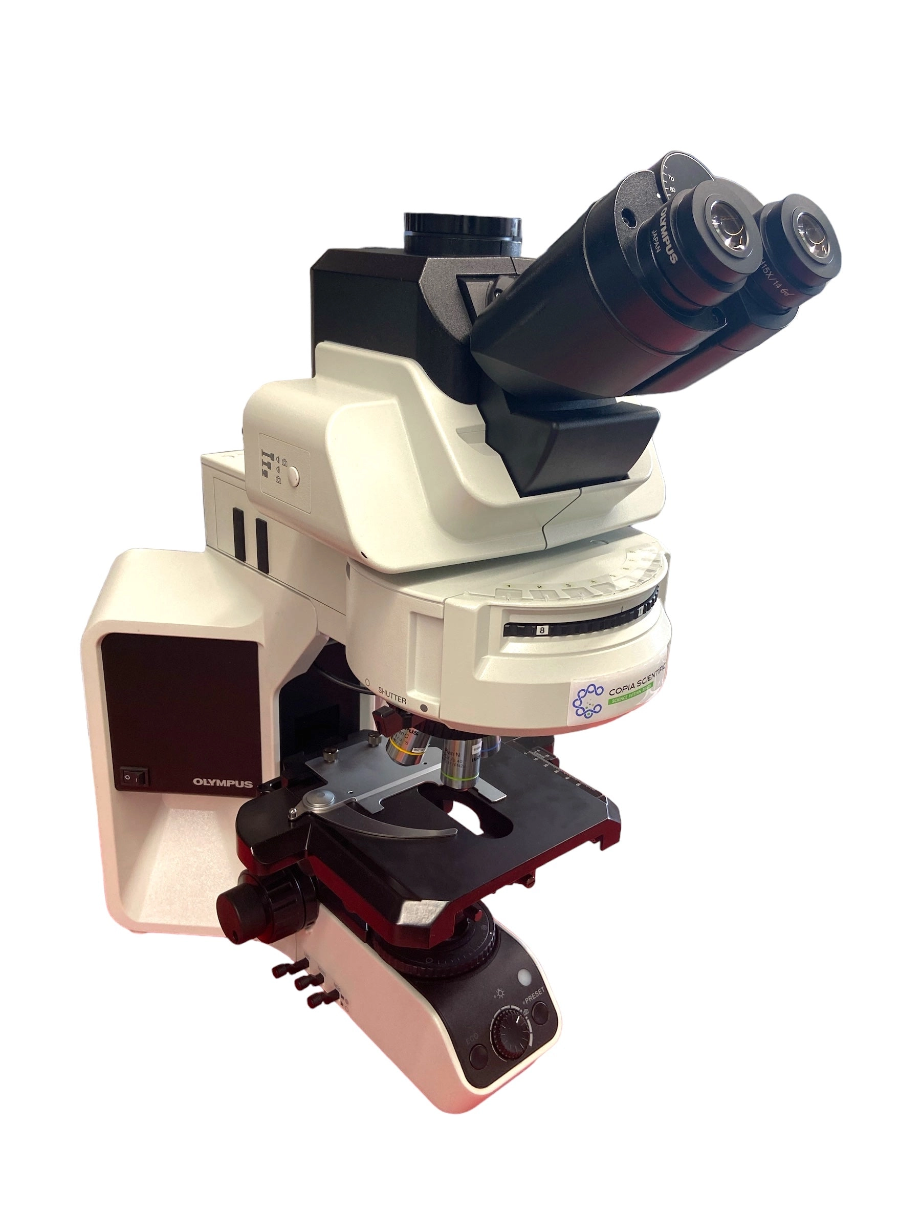 Olympus BX53 Upright Phase Contrast Fluorescence Ergonomic Trinocular with Motorized Stage Microscope