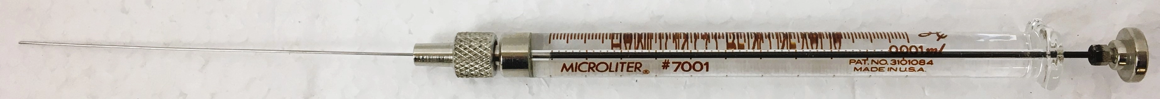 Hamilton 80100 Microliter #7001-N Injection Syringe with Knurled Hub - 1 &mu;L