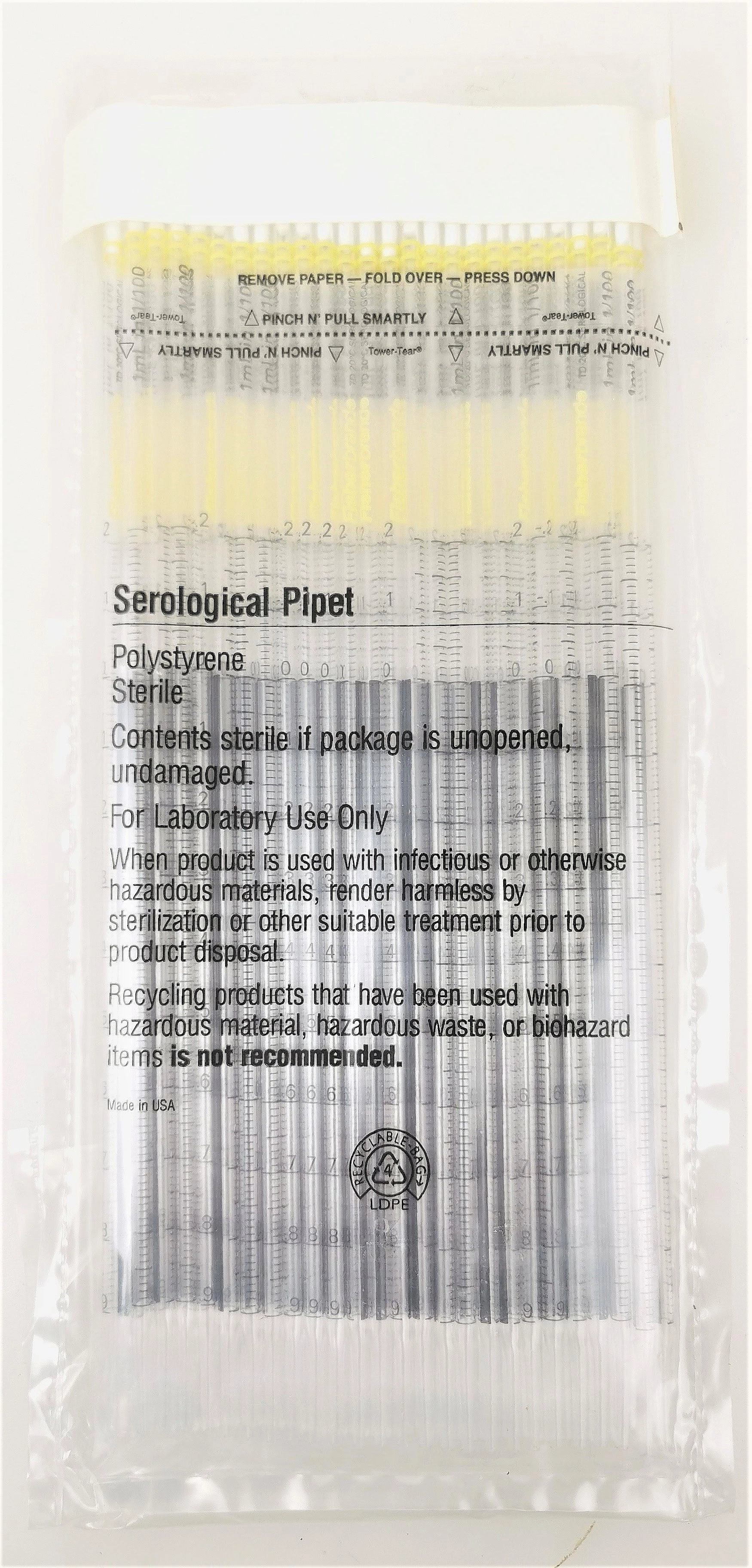 Fisherbrand 13-676-10B Polystyrene Disposable Serological Pipets - 1mL x 0.01mL (50 Pk)