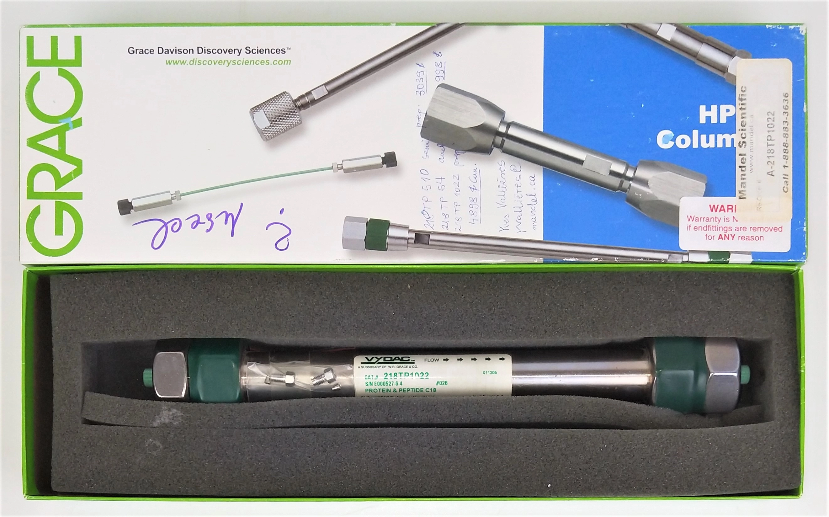 Vydac 218TP1022 C18 Preparative HPLC Column - 25 cm &times; 22 mm x 10&micro;m