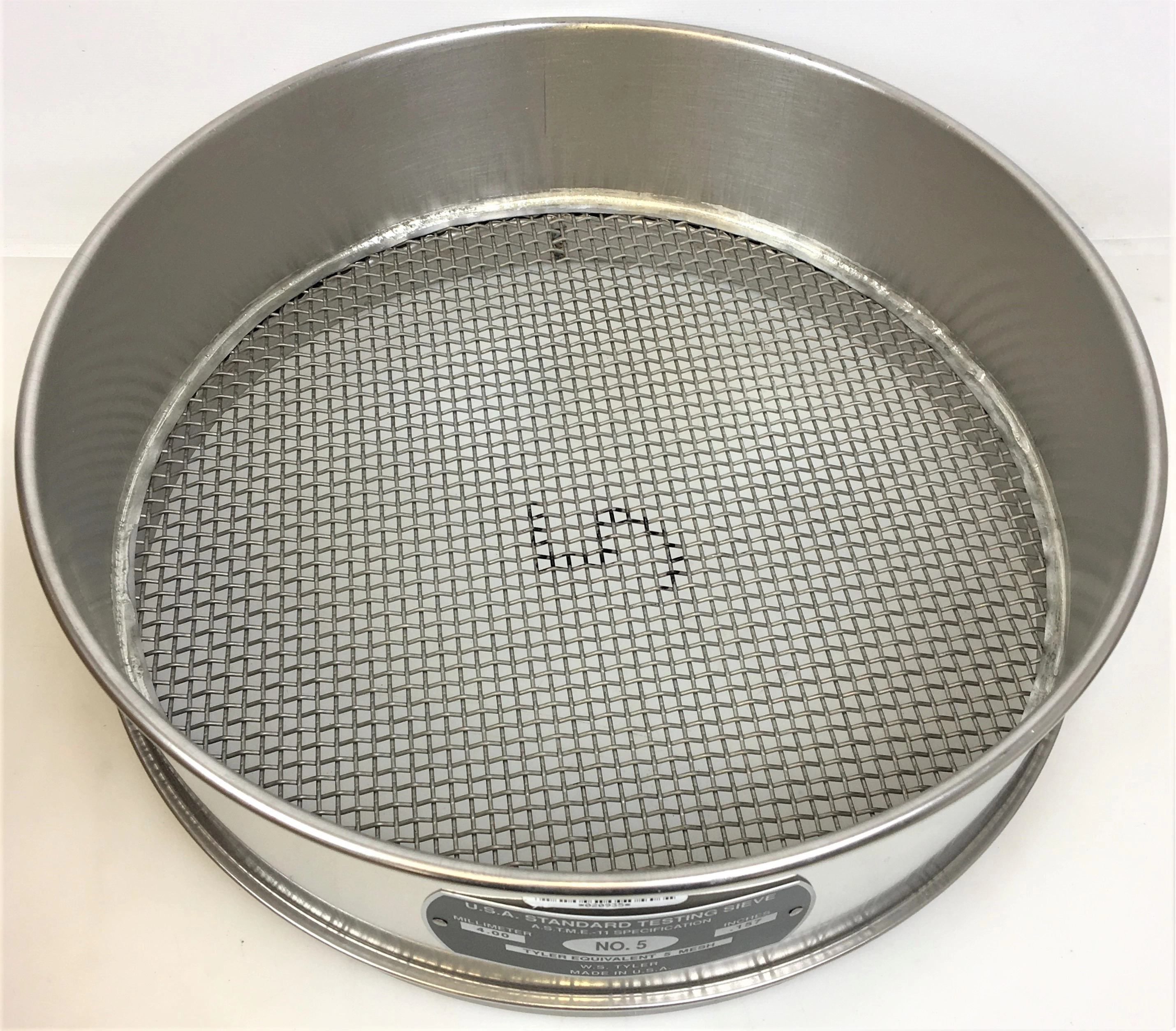 Tyler #5 Stainless Steel 12" Sieve (4mm)