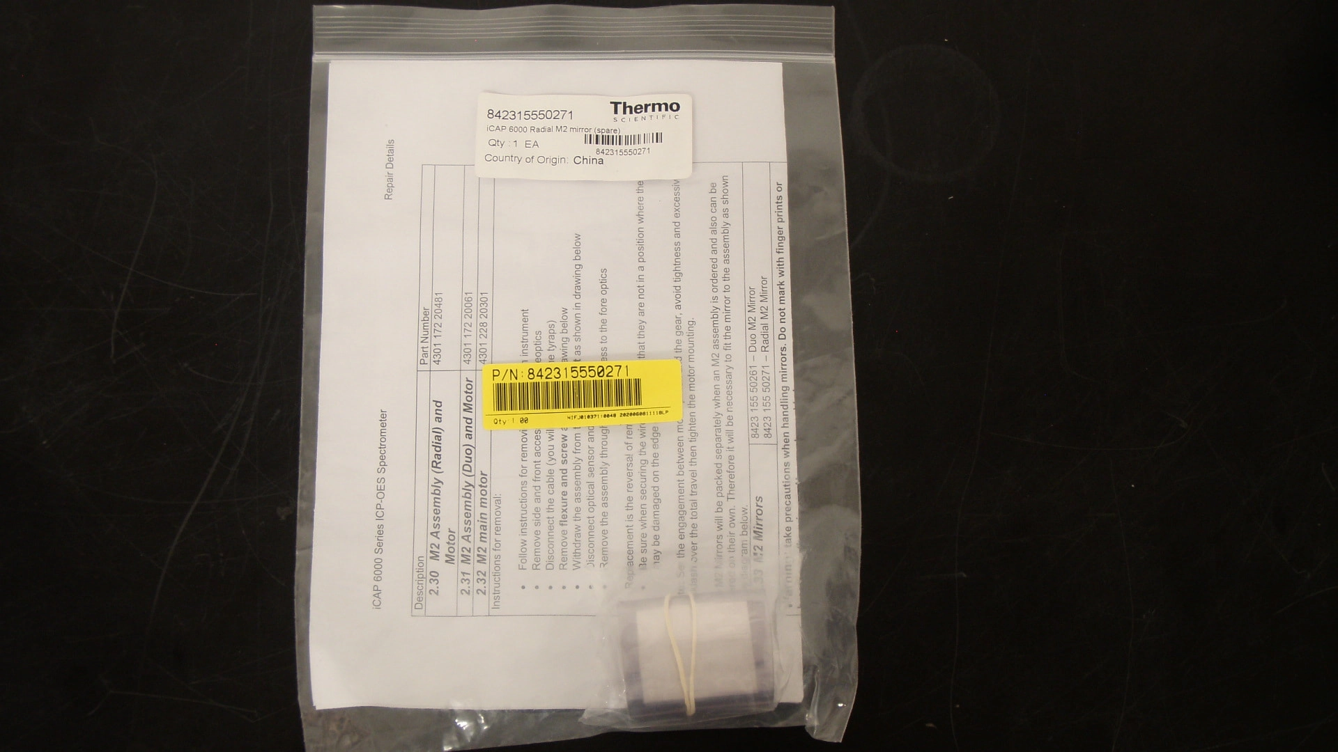 Thermo Scientific  iCap 6000 Series Radial M2 Spare Mirror, 842315550271, Brand New!