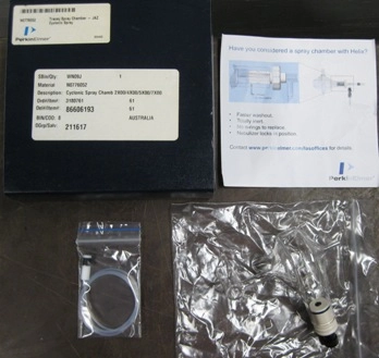 PERKIN ELMER TRACEY SPRAY CHAMBER-JAZ CYCLONE SPRAY, MODEL: NO776052, NO: S56461, B94442 