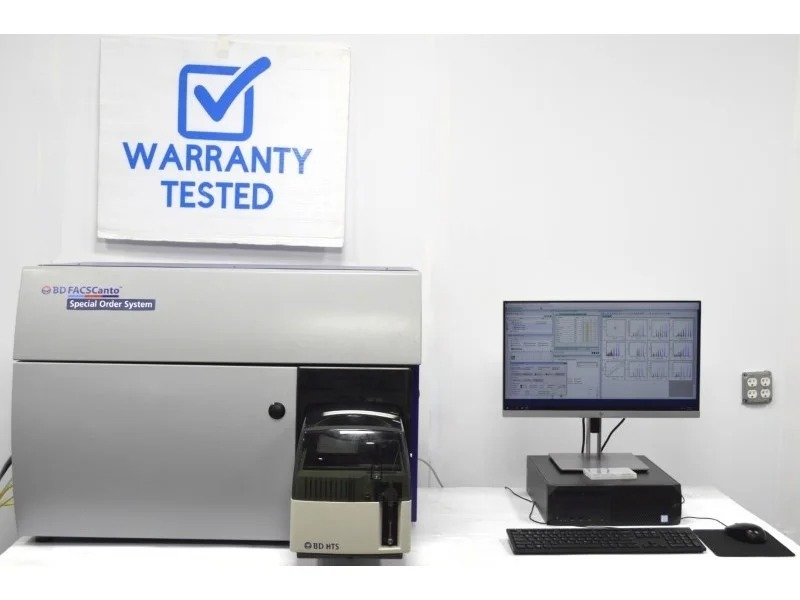 BD FACSCanto Flow Cytometer (3)Lasers/(10)Colors/(12)Detectors with HTS, Fluidics Cart