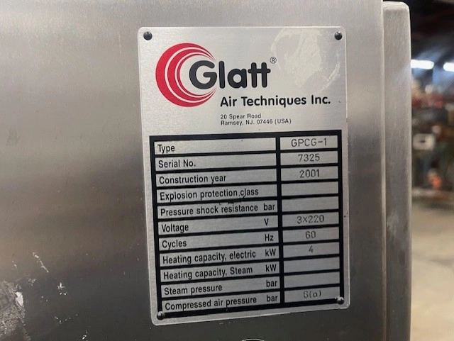 Glatt GPCG- 1 fluid bed dryer granulator stainless steel construction