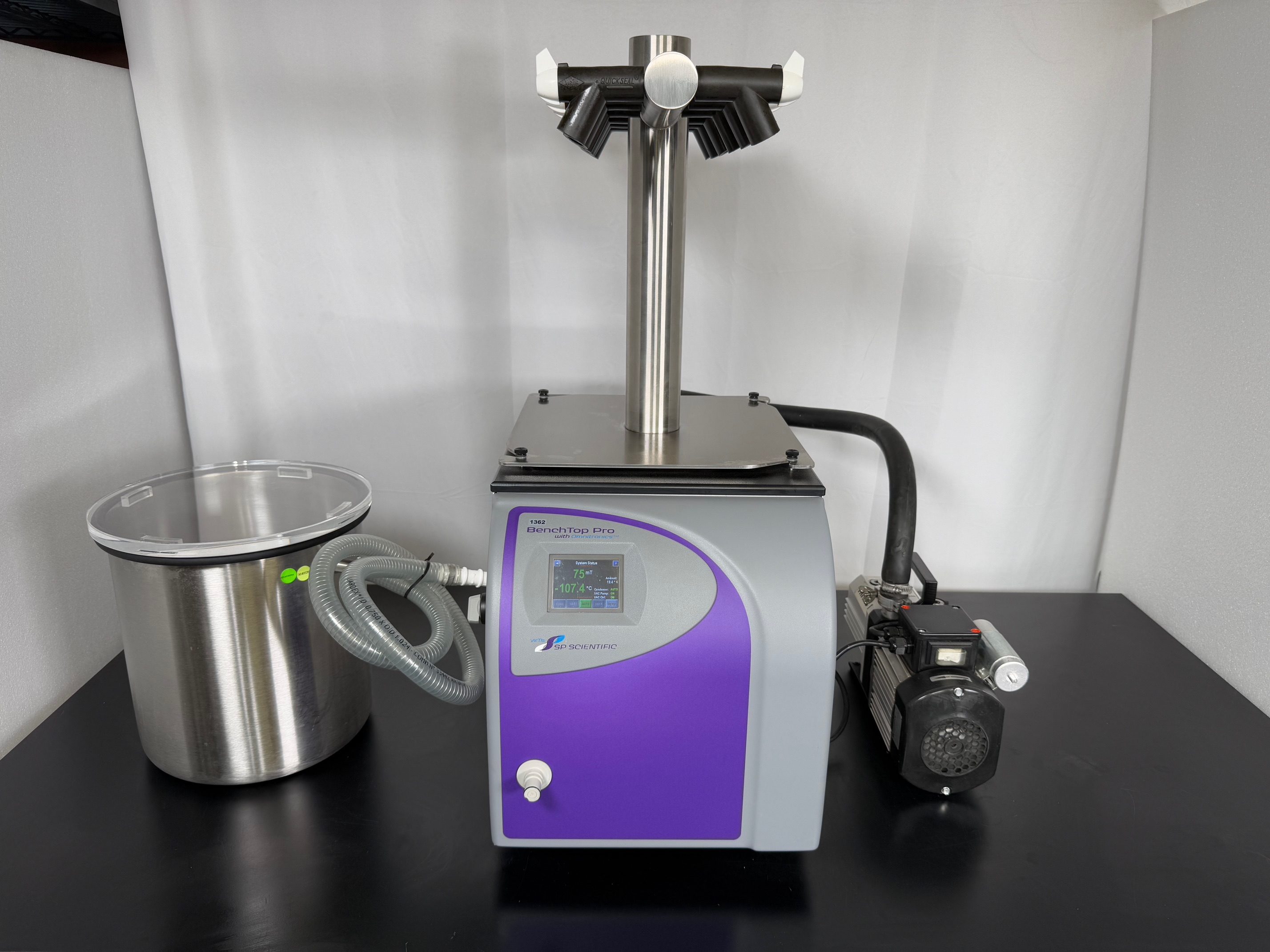 SP VirTis Benchtop Pro Freeze Dryer -105°C, BTP-8L-ZG-105 with Vac Pump & 12 x Manifold