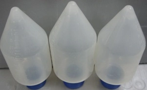 NUNC PLASTIC PEAR SHAPED 150 ML GRADUATED CENTRIFUGE TUBES, WITH SCREW CAPS 