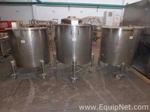 Lot of 3 Stainless Steel Vertical Storage Tanks on Casters Capacity 550 L each one