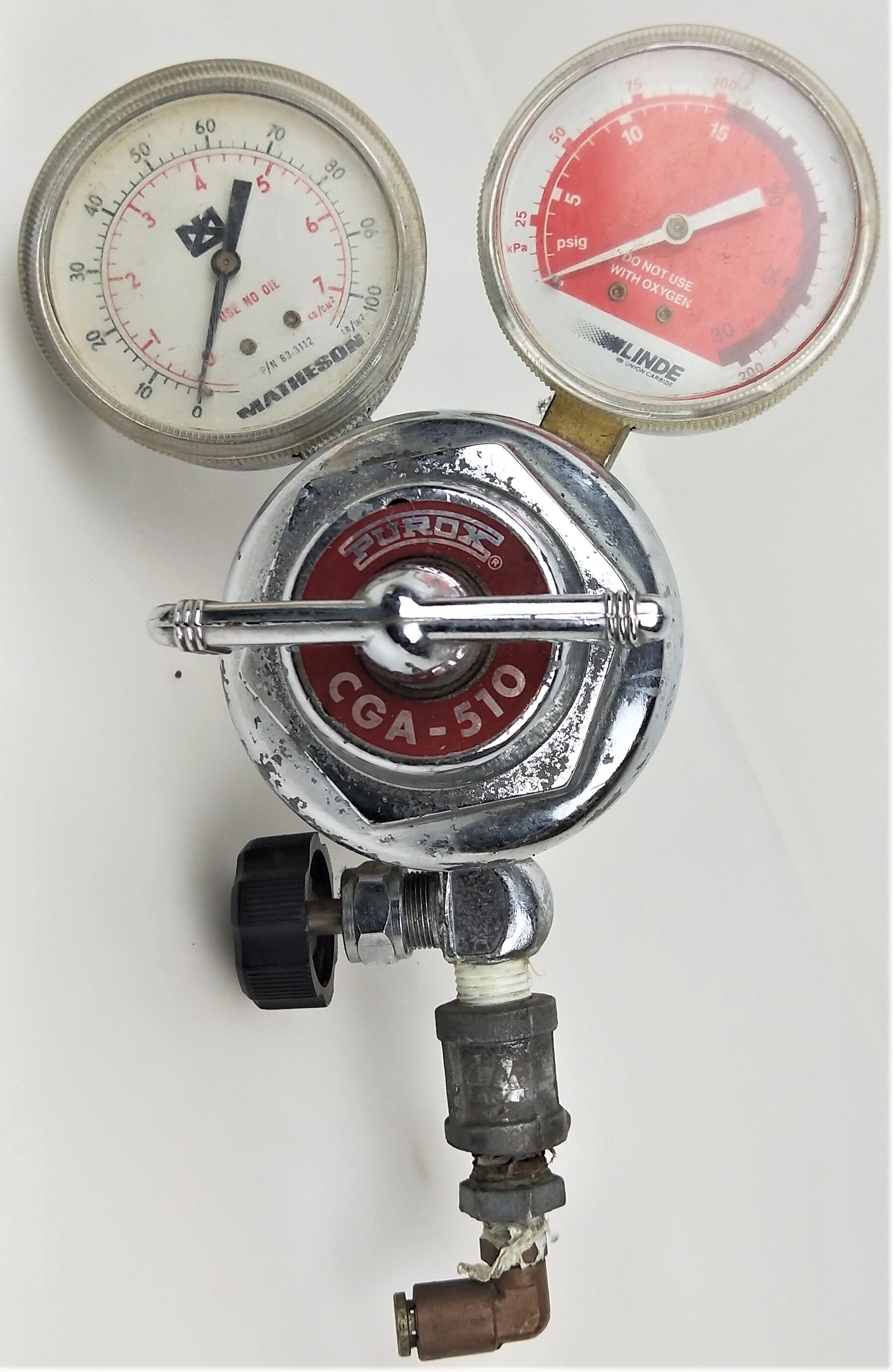 Union Carbide Purox Acetylene Regulator with Gauges (CGA 510)