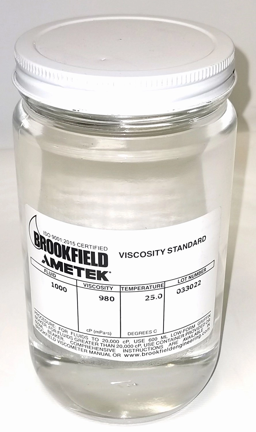 Brookfield #1000 Viscosity Standard (1,000cp)