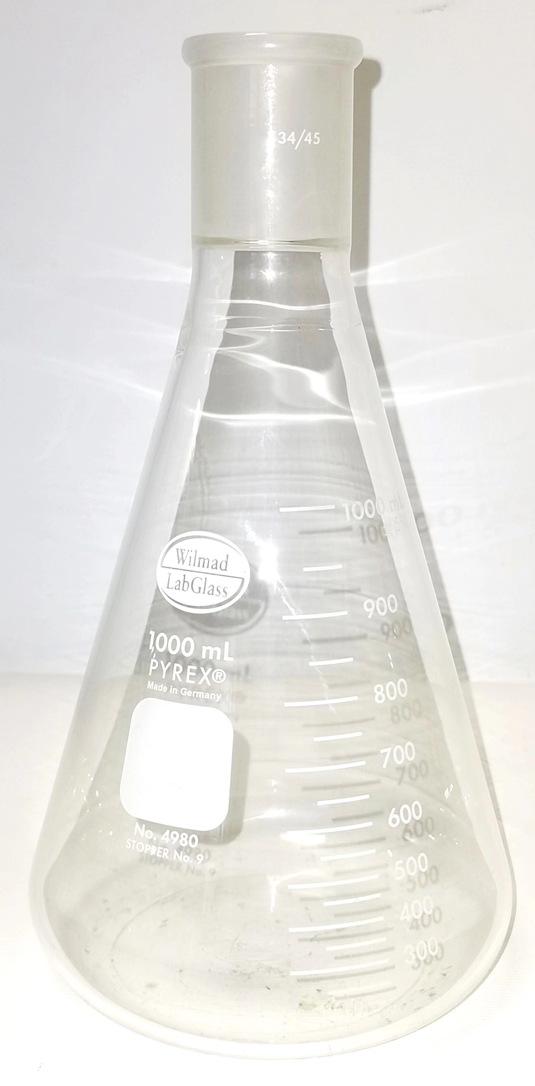 Wilmad PYREX 4980 (and Equivalent) Stoppered Erlenmeyer Flask - 1000mL