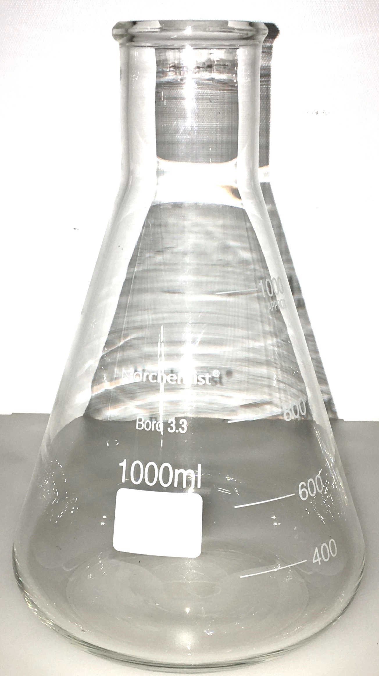 Kimble KIMAX 26500 (and Equivalent) Narrow Mouth Erlenmeyer Flask - 1000mL