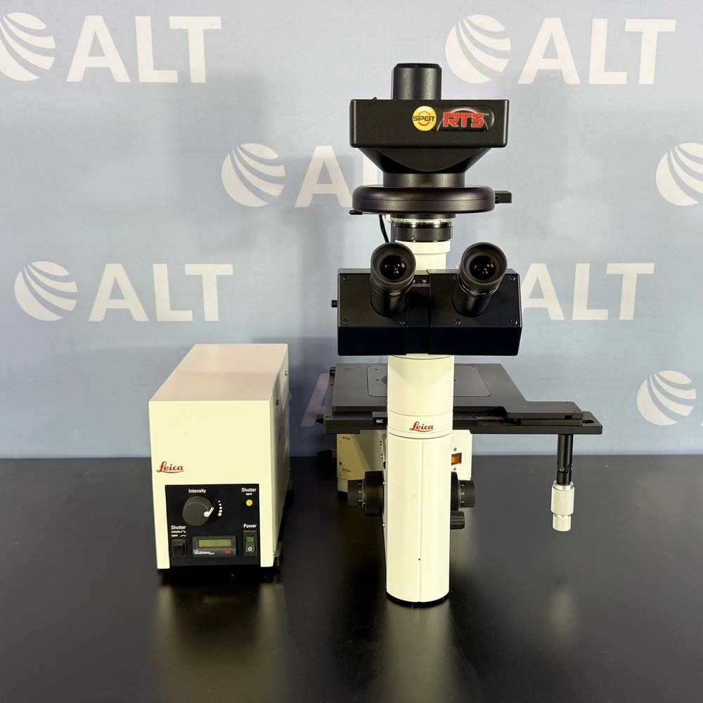 Leica  DM IL Inverted Contrasting Microscope With EL6000 External Fluorescence Light Source And Diagnostic Instruments Model 25.4 2Mp Slider