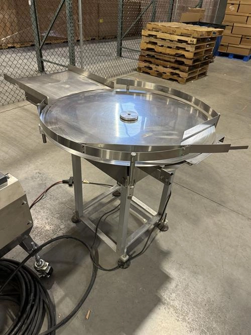 Pharmafill model TTA36T 36" diameter stainless steel accumulating table