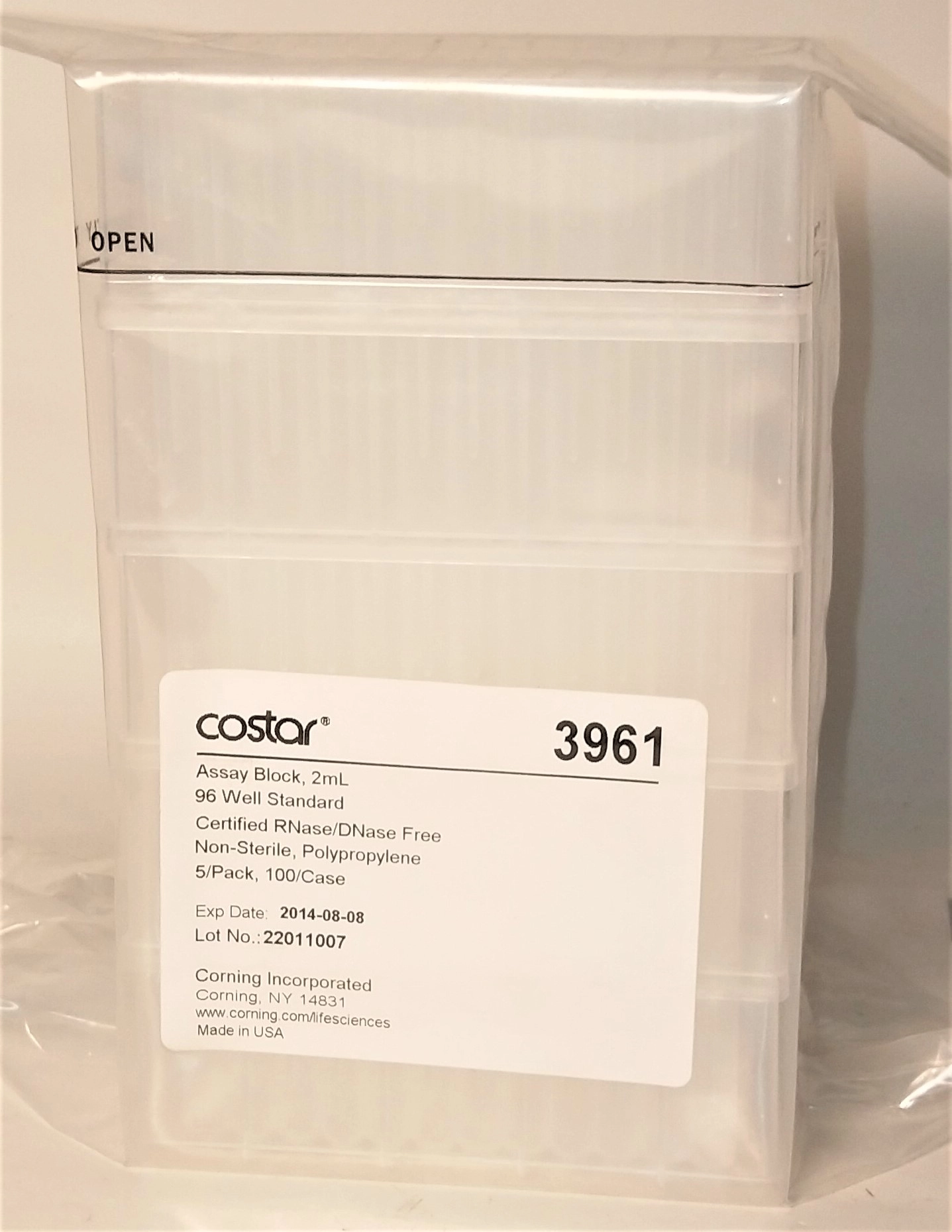 Corning Costar 3961 Deep 96-Well Microplate Trays (Pack of 5 Blocks)