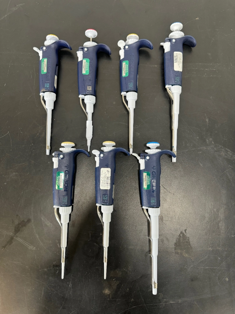 Gilson Pipetman Single Channel Pipettes - Quantity 7