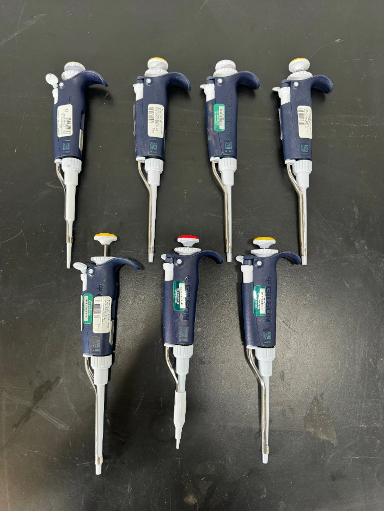 Gilson Pipetman Single Channel Pipettes - Quantity 7