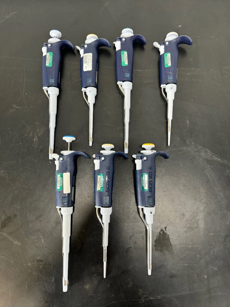 Gilson Pipetman Single Channel Pipettes - Quantity 7