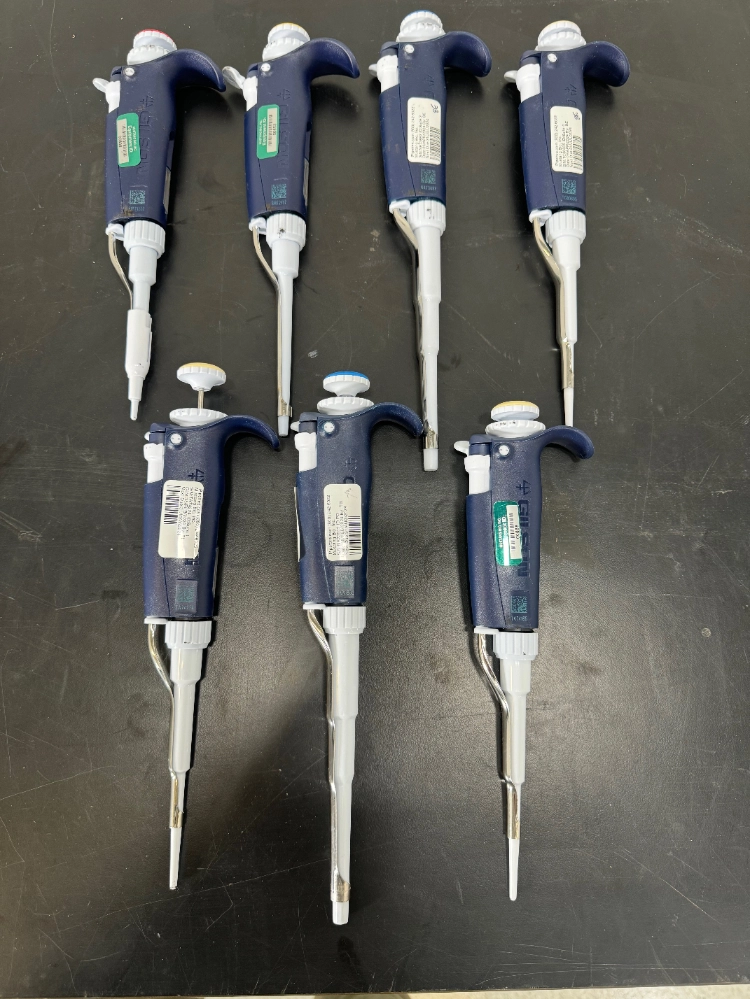 Gilson Pipetman Single Channel Pipettes - Quantity 7