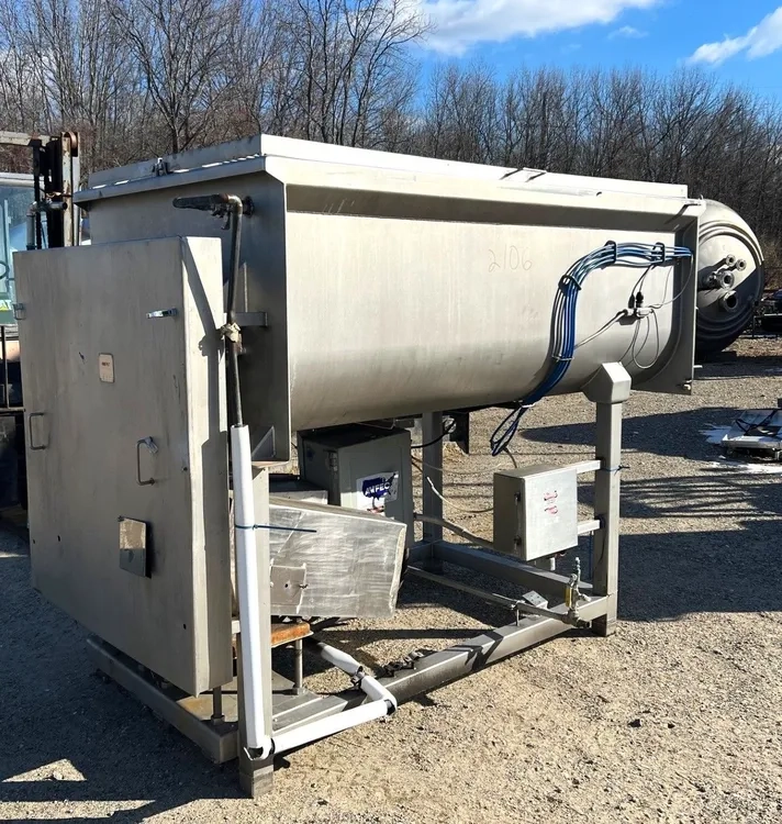 AMFEC Model 510 Stainless Steel Twin Shaft Mixer. Rated 2500 LBS.