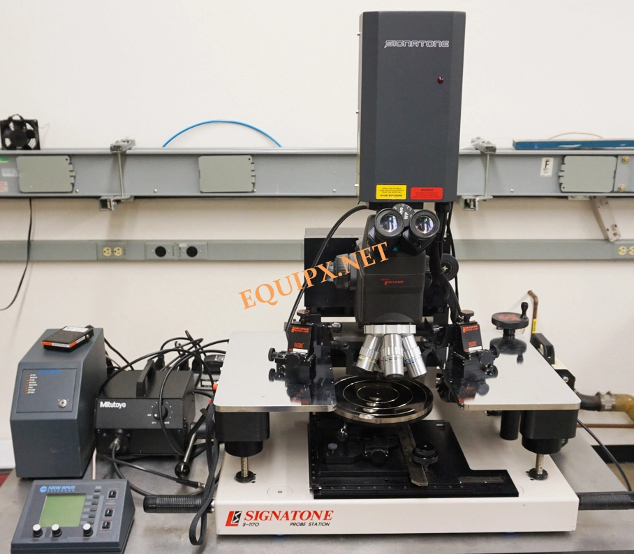 Signatone S-1170-8N6 200mm manual prober with New Wave Ezlaze 3 532/355nm YAG laser and Mitutoyo microscope (5059)