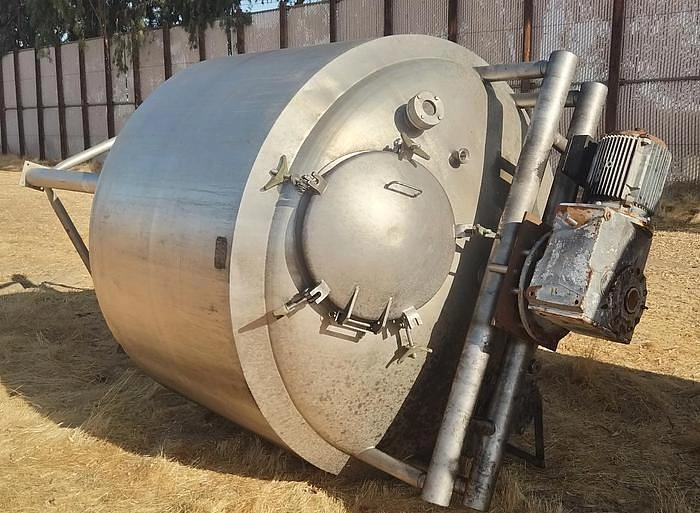 Tank, 1,000 Gallon, Stainless Steel, Agitated, Jacketed, DT/DB