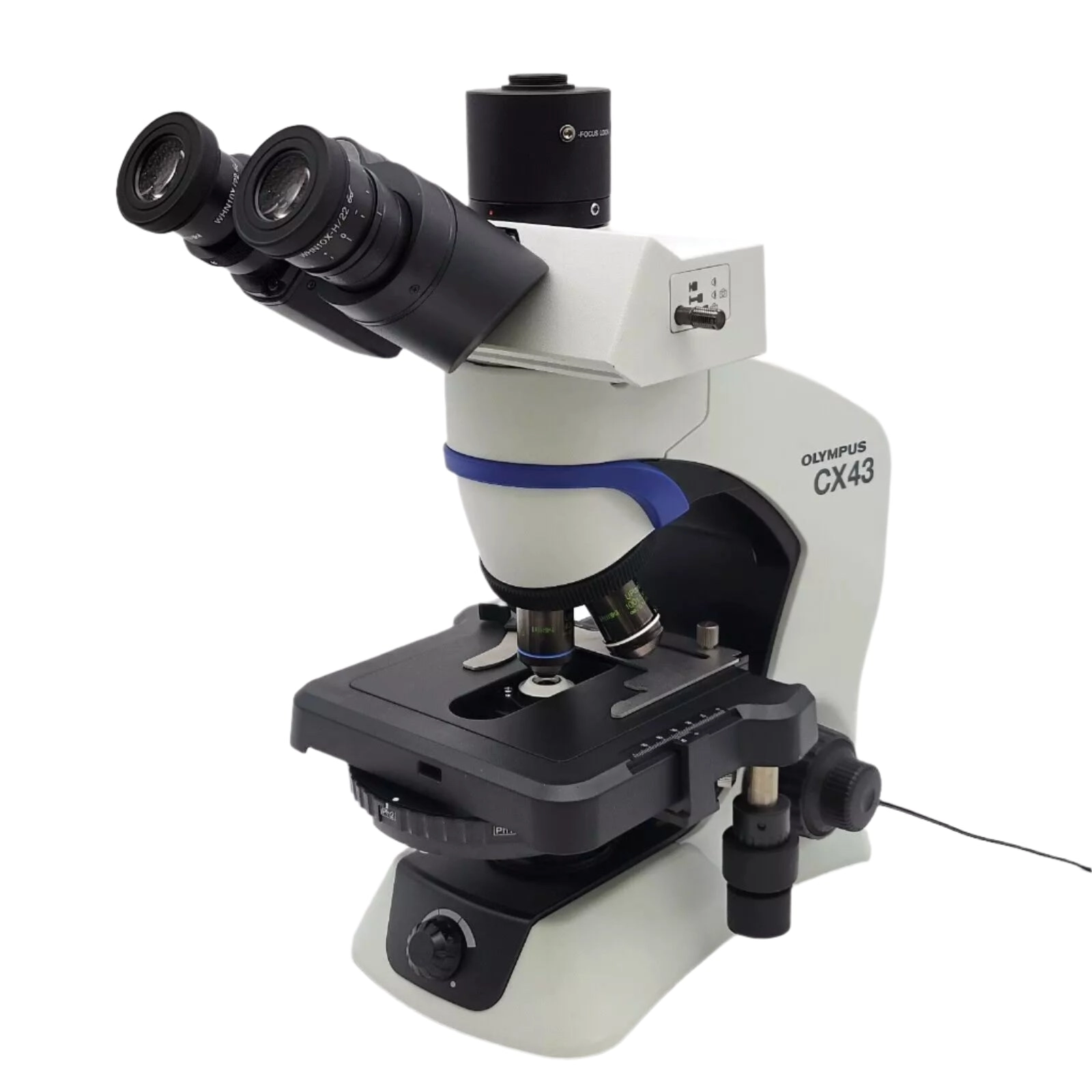 Olympus Microscope CX43 with Phase Contrast, Fluorites, &amp; Trinocular Head