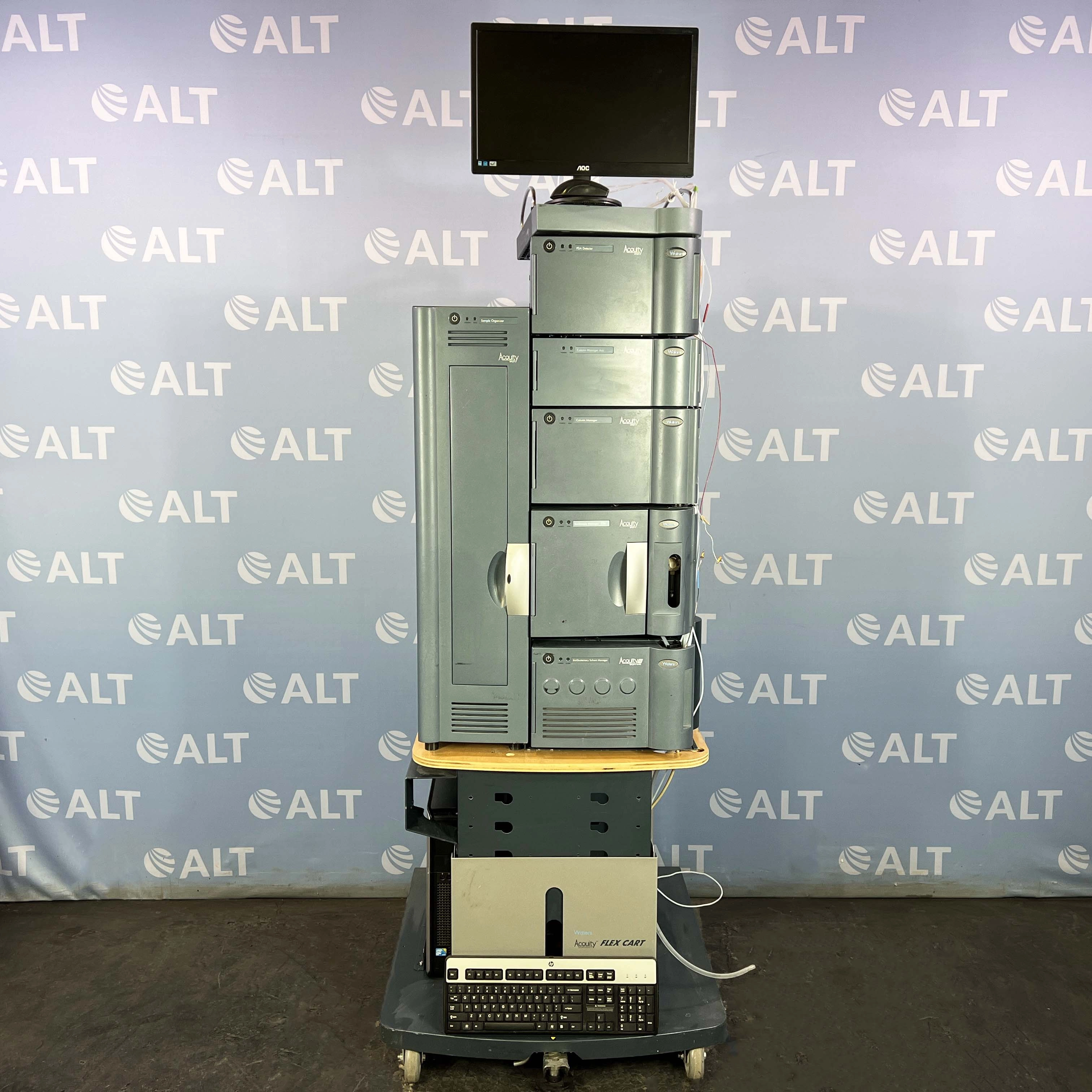 Waters Acquity H-Class UPLC System Including PDA Detector, Column Manager Aux, Column Manager, Sampler Manager - FTN, Quaternary Solvent Manager, Sample Organizer And Flex Cart