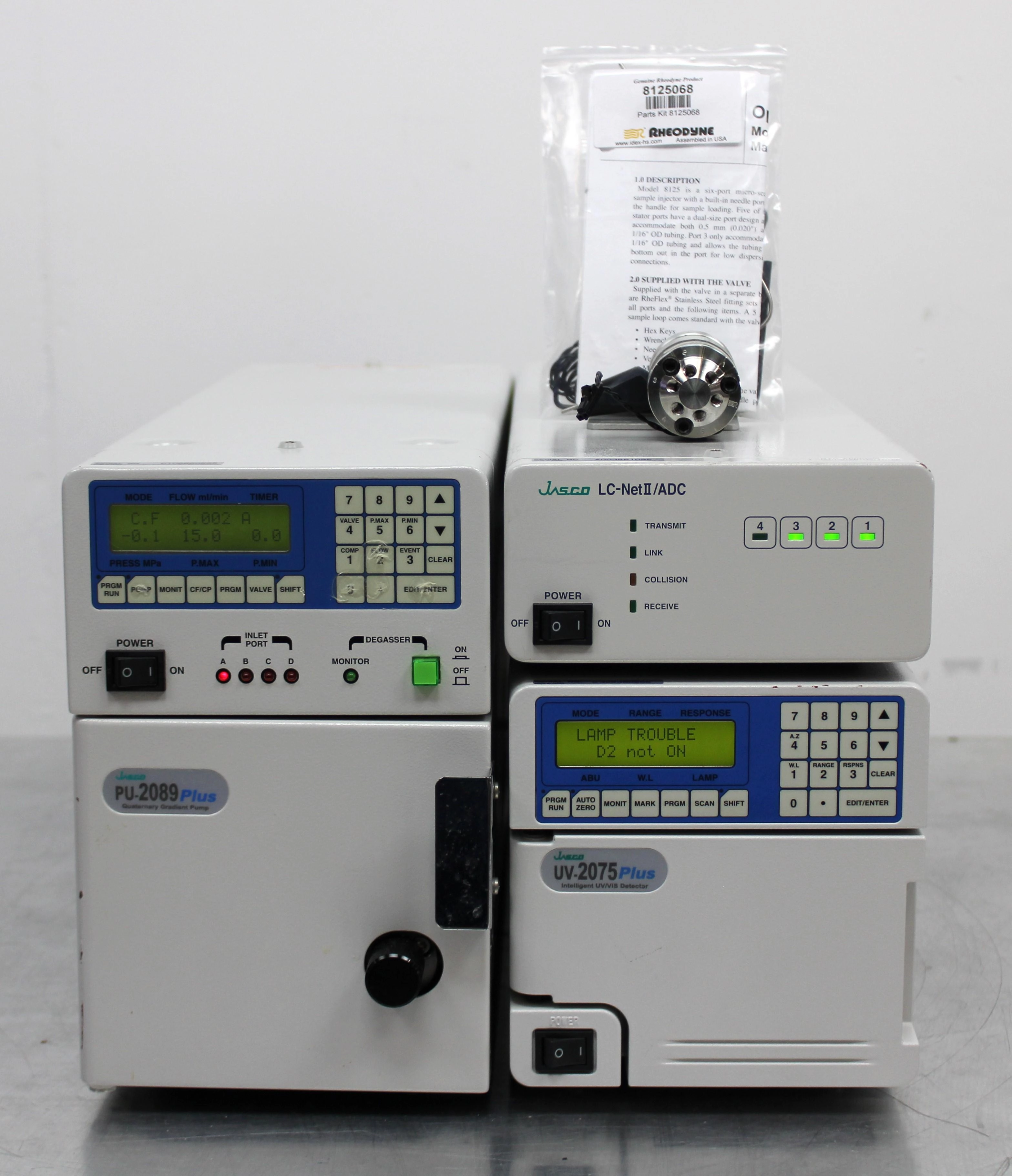 JASCO HPLC SYSTEM with X-LC LC-NET II/ADC, UV-2075 Plus, PU-2089 Plus, Manual Sample Injector 7225i - 7000534