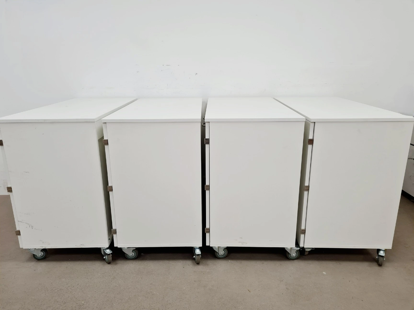 4 x White Cupboards on Wheels Lab