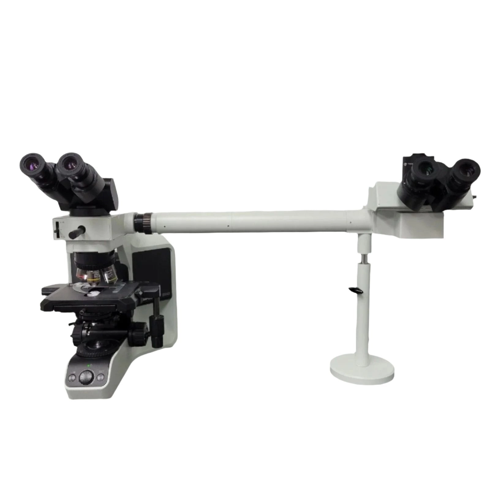 Evident Olympus Microscope BX43 w/ Fluorites, Trinocular Head, &amp; Dual Bridge Pathology