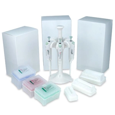 Globe Scientific Diamond PosiStop Pipettor Starter Pack, Adjustable Volume Pipettors 3361-COMBOFT
