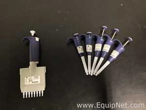Lot 386 Listing# 1058821 Lot of 5 Rainin Pos-D Pipettes and 1 Rainin Multichannel Pipet-lite