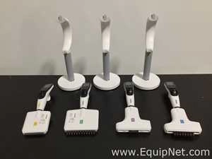Lot 387 Listing# 1058828 Lot of 4 Integra Digital Multichannel Pipettes with 3 Charging Stands