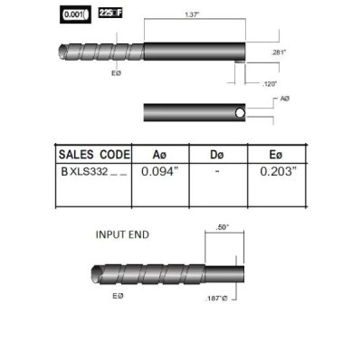 Dolan-Jenner 914mm BLS332 and BXLS332 Glass Fiber Optic Cable, Tight Right Angle Output BXLS33236