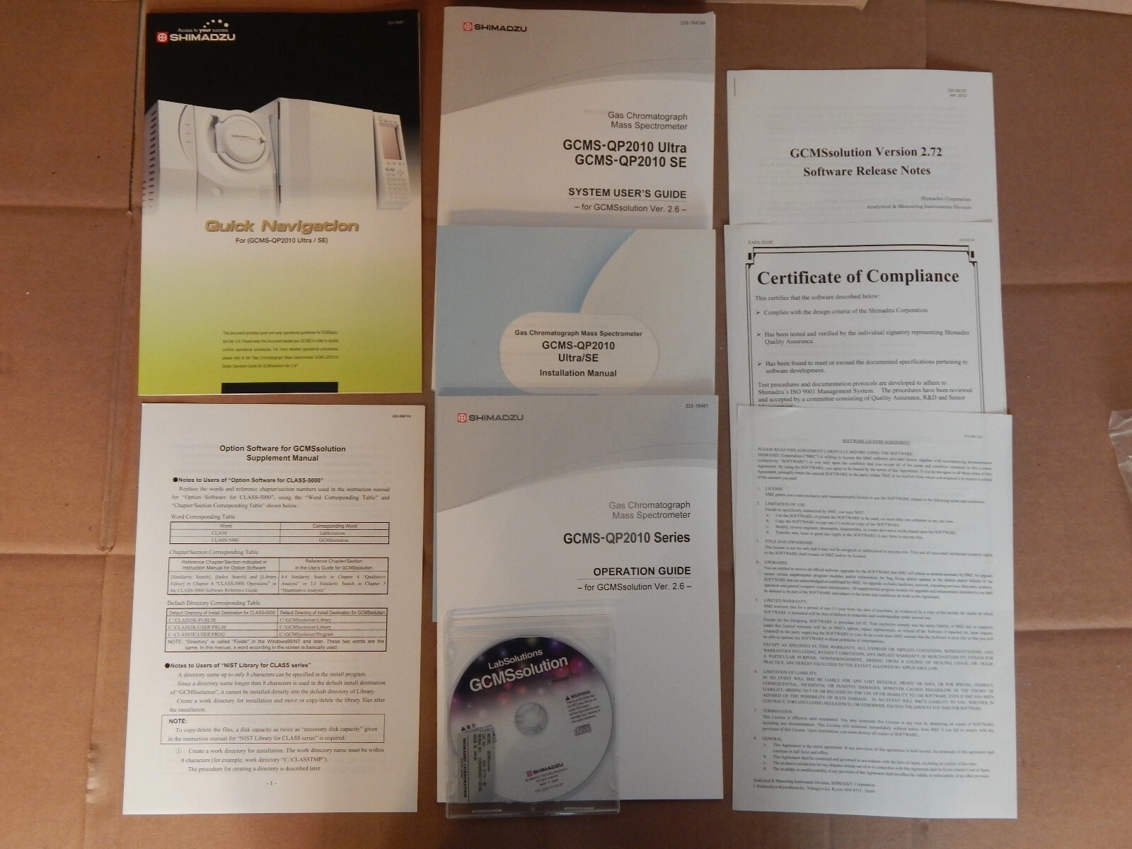 Shimadzu GCMS-QP2010 Software and Manual