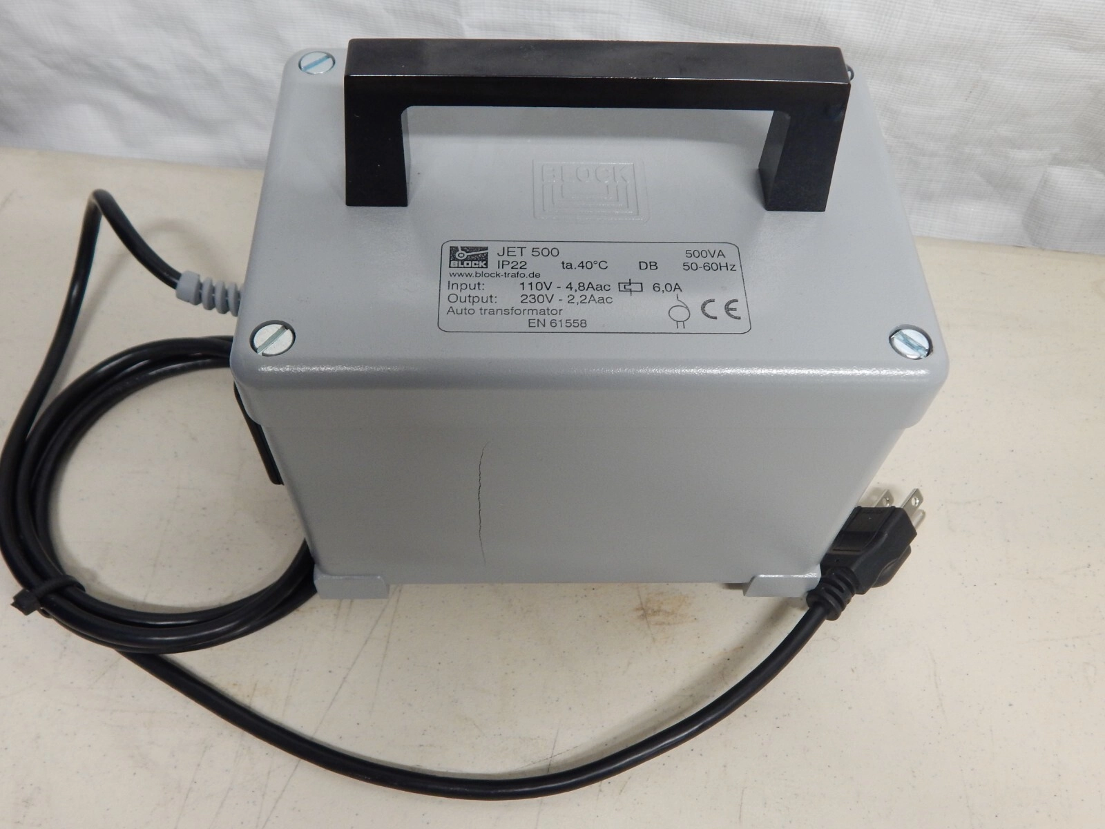 Block JET 500 500vA Portable Autotransformer Auto 