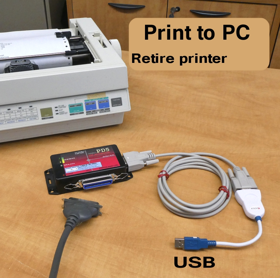 Printer: Epson, Okidata, Panasonic Replacement.  Print to Virtual Printer with PC and Log Data.