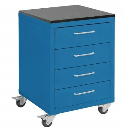 Quick Labs rolling cabinet with plastic laminate worksurface (4 drawers) | QLRC04-PL
