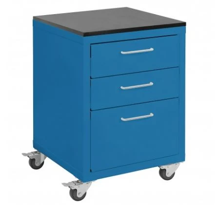 Quick Labs rolling cabinet with plastic laminate worksurface (3 drawers) | QLRC03B-PL