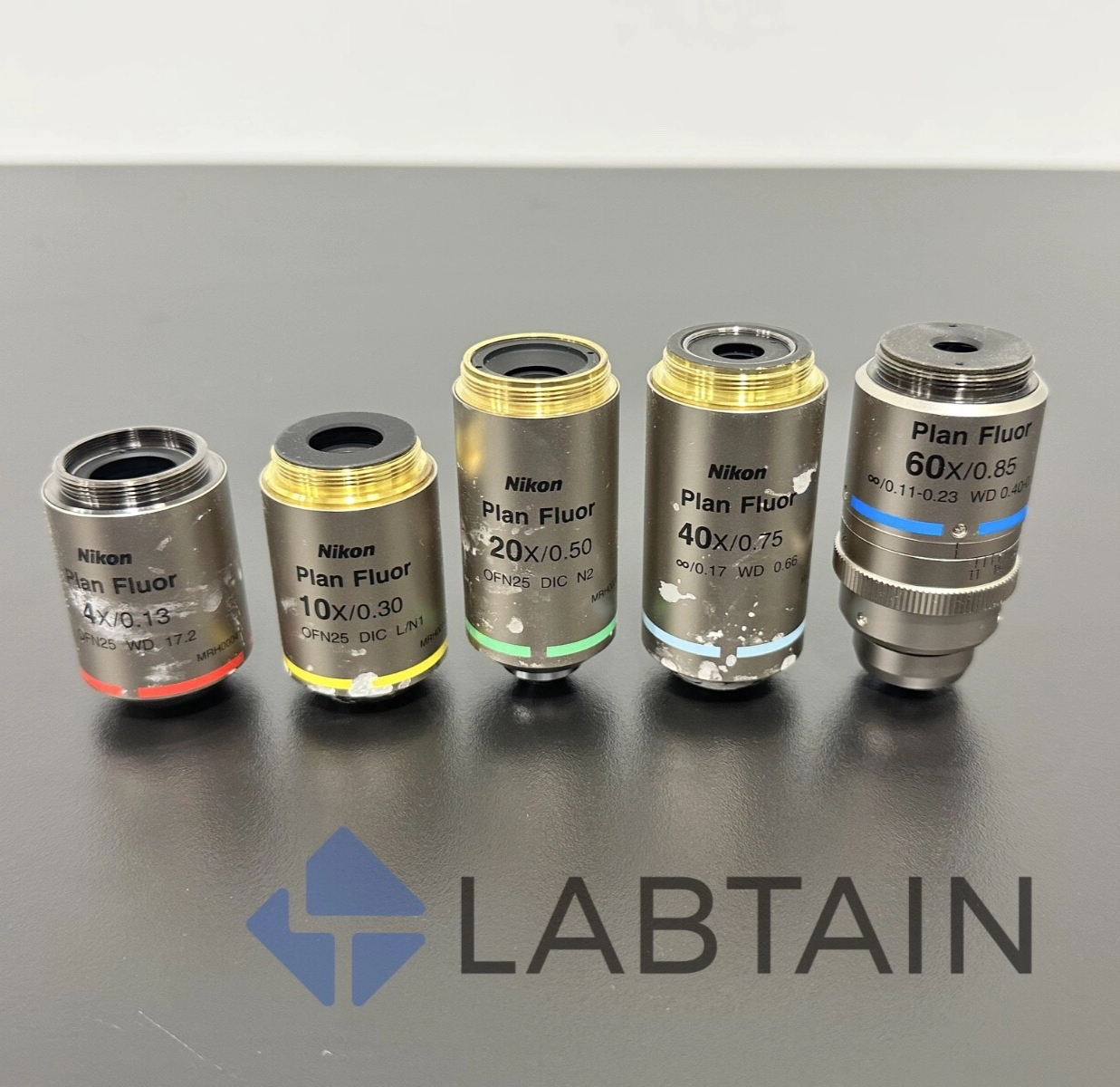 Nikon plan fluor microscope objective set  (4x, 10