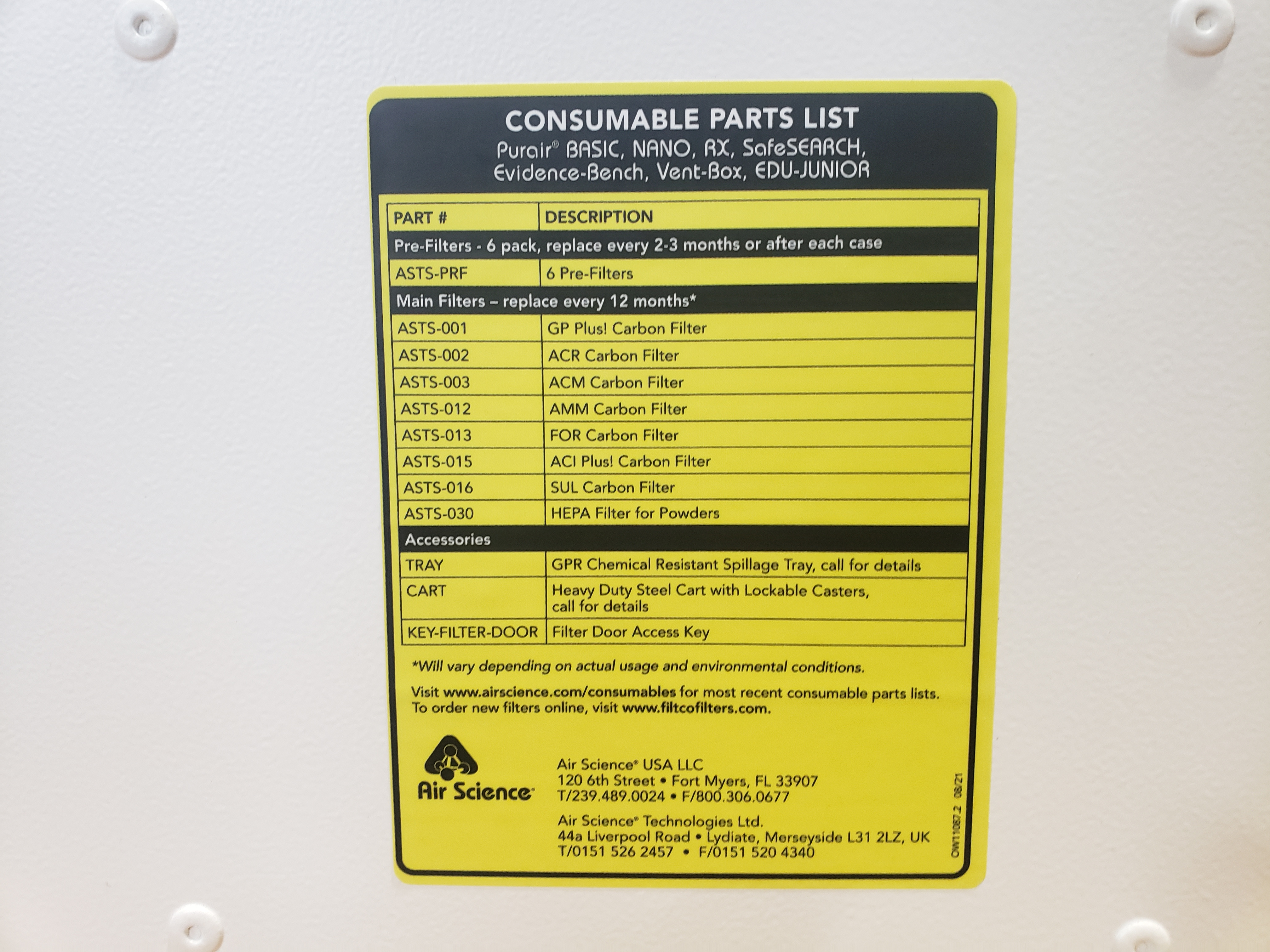  Purair®BASIC Ductless Fume Hood, 48" /  1200mm Nominal Width, Standard Depth,  115V 60Hz with 2 GP Plus! Carbon FIlters