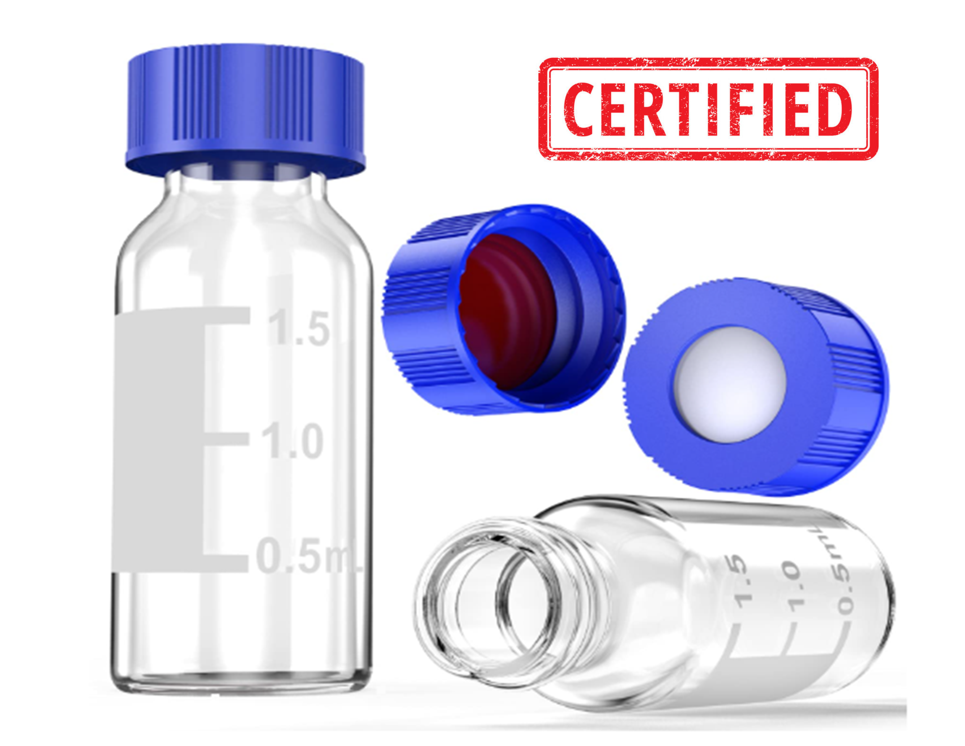 OMICRON® Certified Screw Vial w/ patch and graduated markings & Bonded Septa Convenience Kits (Pack of 100)