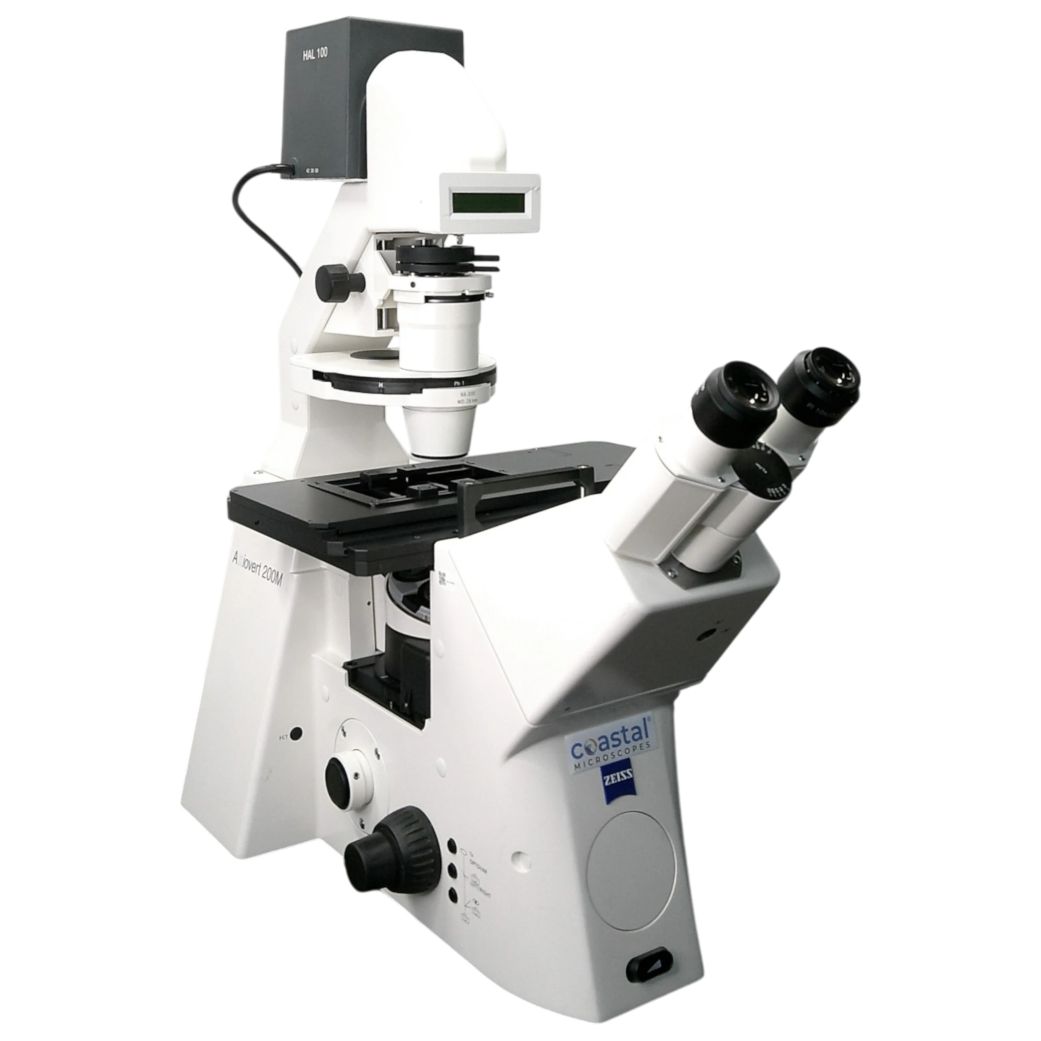 Zeiss Axiovert 200M Inverted Phase Contrast Fluorescence Motorized Microscope.