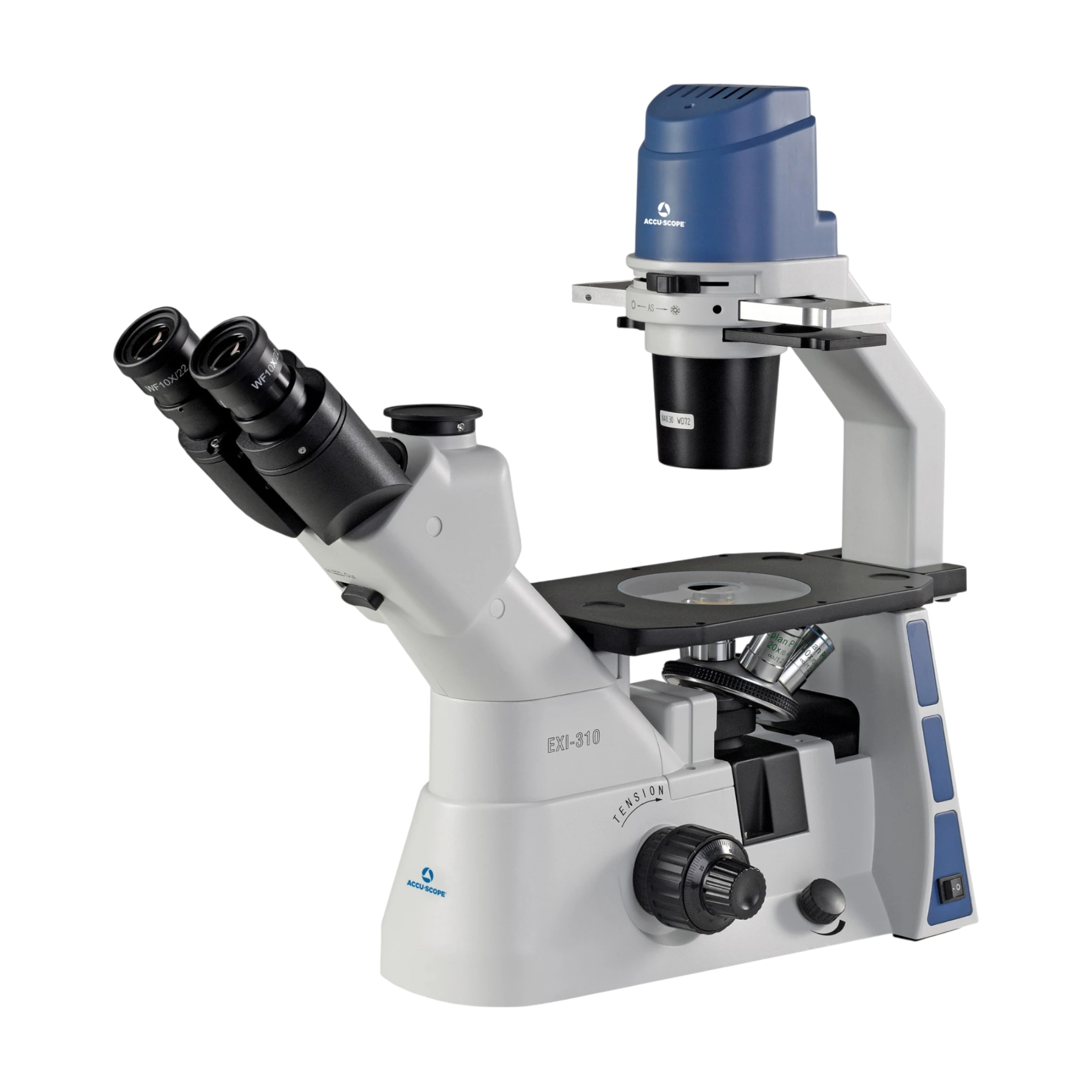 Accu-Scope EXI-310 Inverted Trinocular Phase Contrast Microscope.
