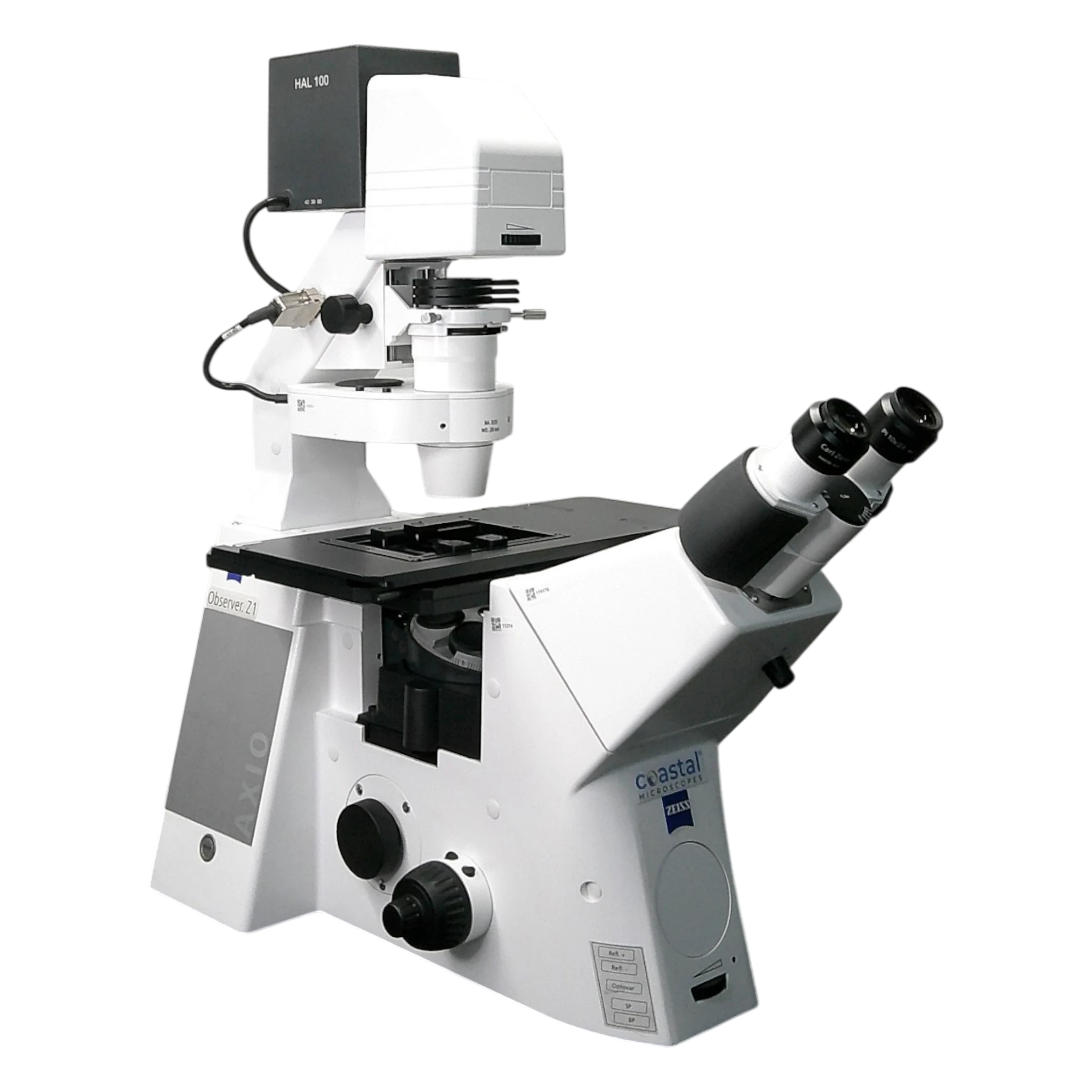 Zeiss Axio Observer Z1 Inverted Phase Contrast Fluorescence Motorized w/ Optional Definite Focus (1, 2, or 3) Microscope.
